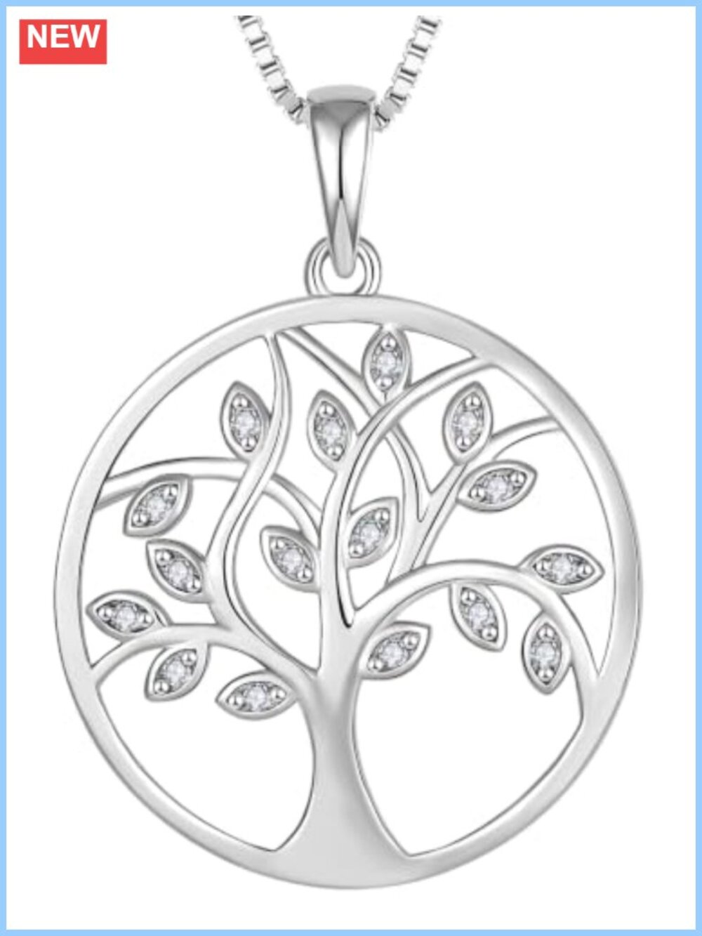 925 Sterling Silver Tree of Life Necklace Round Pendant Birthstone Jewelry for